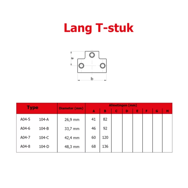 Lang T-stuk (type A04) Ø 42,4 mm - Afbeelding 2