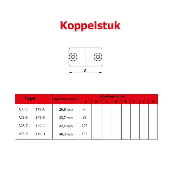 Koppelstuk (type A08) Ø 26,9 mm - Afbeelding 3