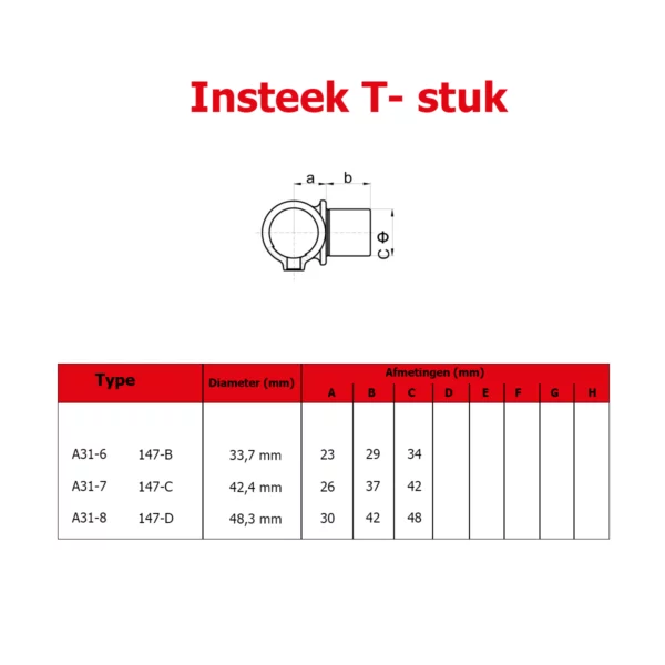 Insteek T-stuk (type A31) Ø 48,3 mm - Afbeelding 3