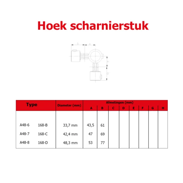 Hoek Scharnierstuk (type A48) Ø 42,4 mm - Afbeelding 3