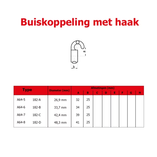 a64 buiskoppeling haak afmetingen