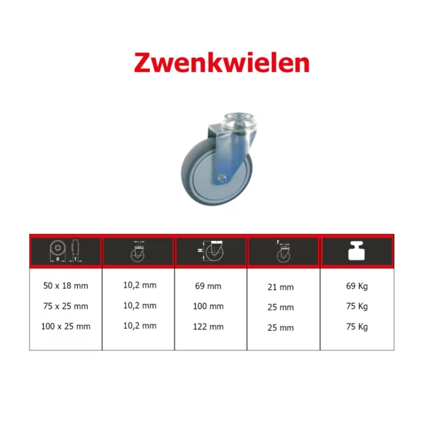 Zwenkwiel met rem 50 mm (type D02) - Afbeelding 2